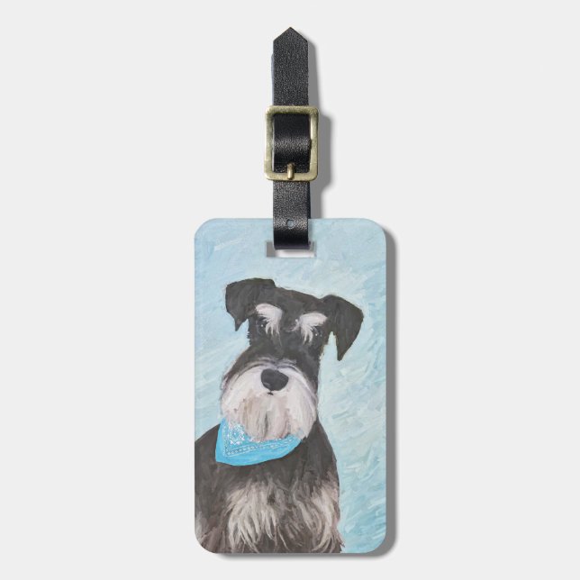 Schnauzer-målning (miniatyr) - Cute Original-Hund Bagagebricka (Vertikal Framsida)