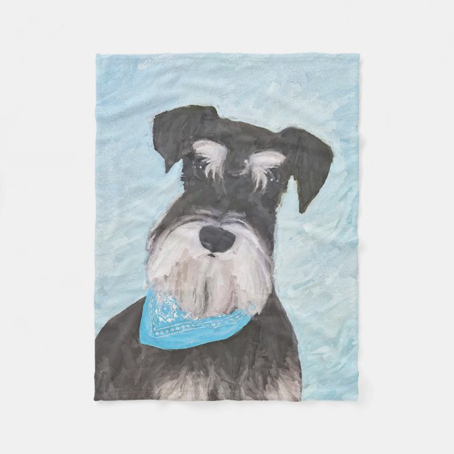 Schnauzer-målning (miniatyr) - Cute Original-Hund Fleecefilt (Framsidan)