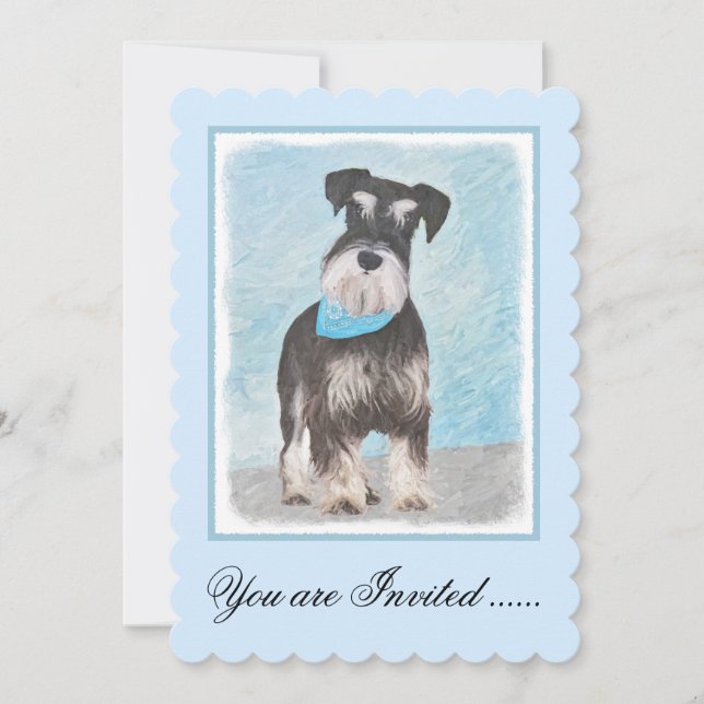 Schnauzer-målning (miniatyr) - Cute Original-Hund Inbjudningar (Framsida)