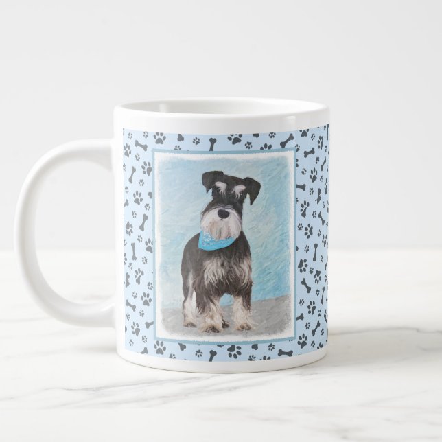 Schnauzer-målning (miniatyr) - Cute Original-Hund Jumbo Mugg (Vänster)