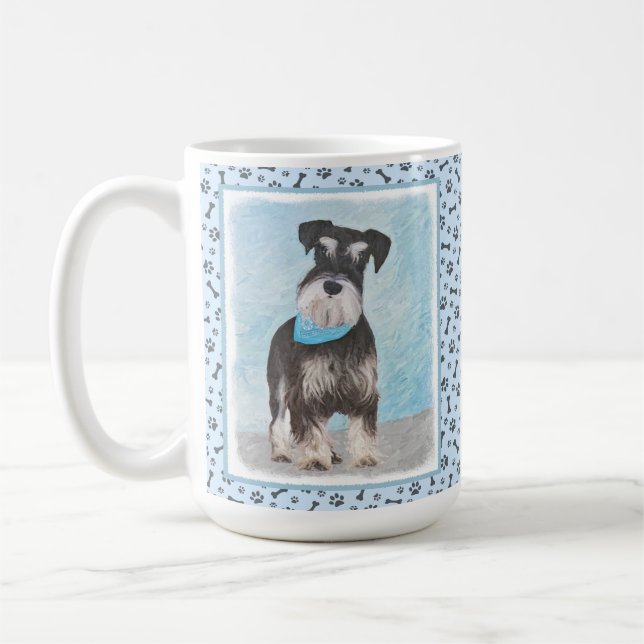 Schnauzer-målning (miniatyr) - Cute Original-Hund Kaffemugg (Vänster)