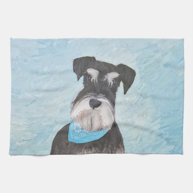 Schnauzer-målning (miniatyr) - Cute Original-Hund Kökshandduk (Horisontell)
