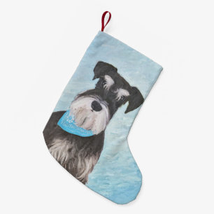 Schnauzer-målning (miniatyr) - Cute Original-Hund Liten Julstrumpa