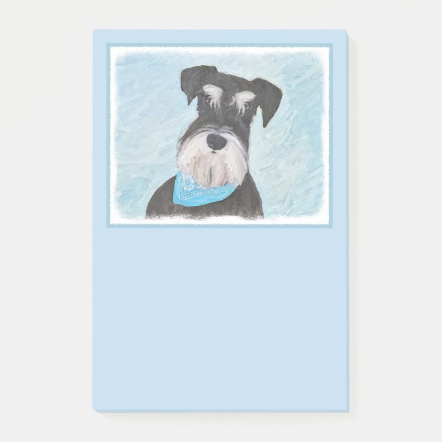 Schnauzer-målning (miniatyr) - Cute Original-Hund Post-it Block (Framsida)