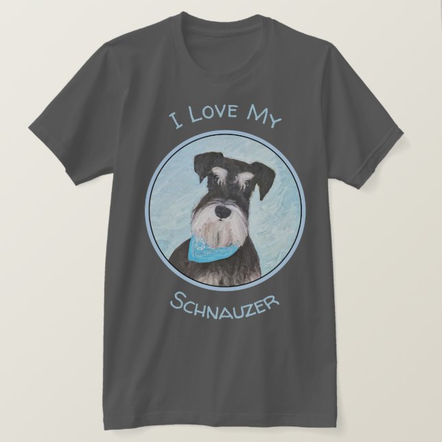 Schnauzer-målning (miniatyr) - Cute Original-Hund T Shirt (Design framsida)
