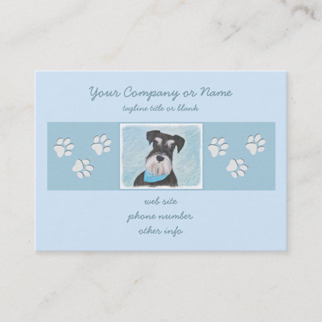 Schnauzer-målning (miniatyr) - Cute Original-Hund Visitkort (Framsida)