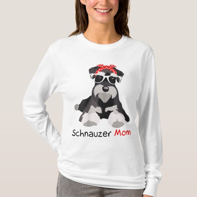 Schnauzer Mamma Bandana Womens Schnauzer Hund T Shirt (Framsida)