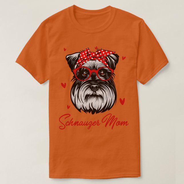 Schnauzer Mamma Cute Leopard Print Hundälskare Mor T Shirt (Design framsida)