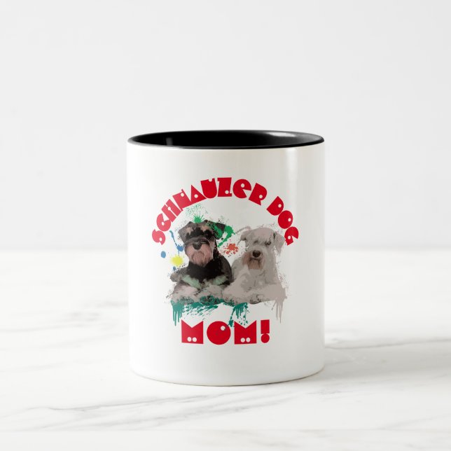 Schnauzer Mamma Hund älskare Best Hund Mamma Två-Tonad Mugg (Center)