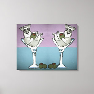 Schnauzer Martini-Dubblan Trouble Canvas Art