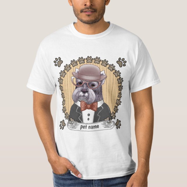 Schnauzer med glasögon t shirt (Framsida)