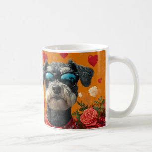 Schnauzer med hjärtrusor Alla hjärtans dag Kaffemugg