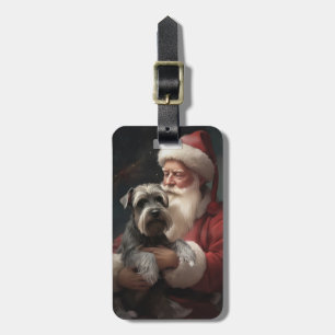 Schnauzer med Jultomten julafton Bagagebricka
