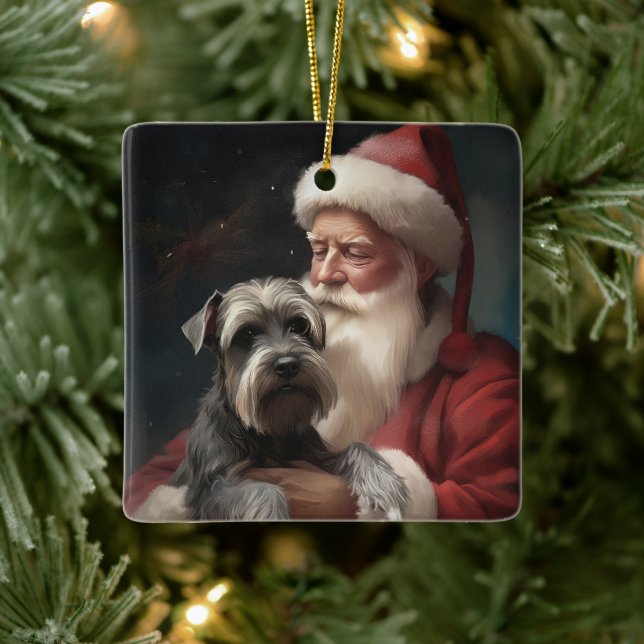 Schnauzer med Jultomten julafton Julgransprydnad Keramik (Träd)