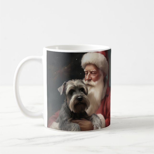 Schnauzer med Jultomten julafton Kaffemugg (Vänster)