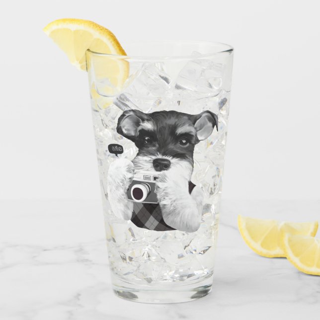 Schnauzer med kamera glaskopp (Framsida Ice)