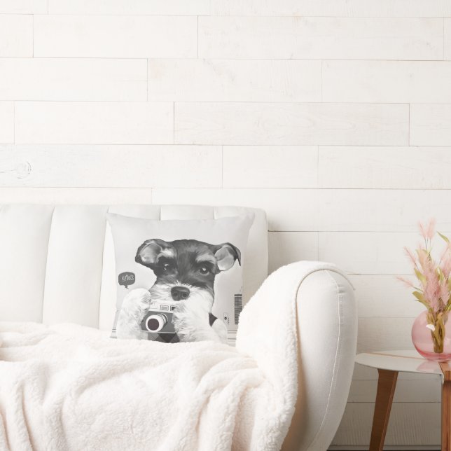 Schnauzer med kamera kudde (Soffa)