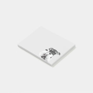 Schnauzer med kamera post-it block