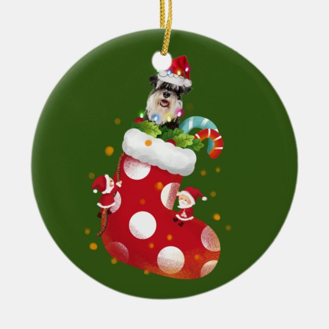 Schnauzer med sockel julgransprydnad keramik (Framsidan)