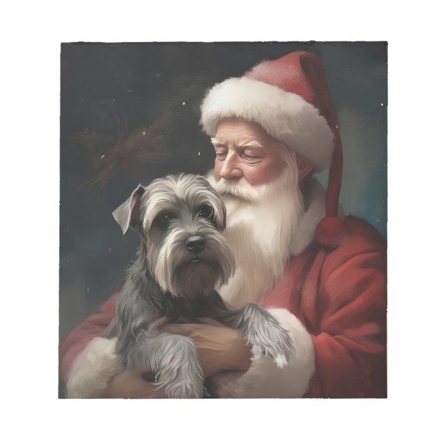 Schnauzer med Tomte Festlig Jul Anteckningsblock (Framsida)