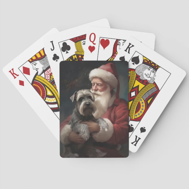 Schnauzer med tomte festlig jul casinokort (Baksidan)