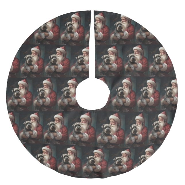Schnauzer med tomte festlig jul julgransmatta borstad polyester (Framsidan)