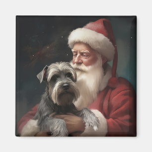 Schnauzer med Tomte Festlig Jul Magnet