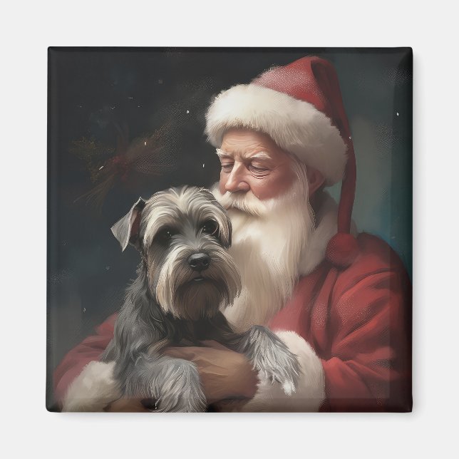 Schnauzer med Tomte Festlig Jul Magnet (Framsidan)