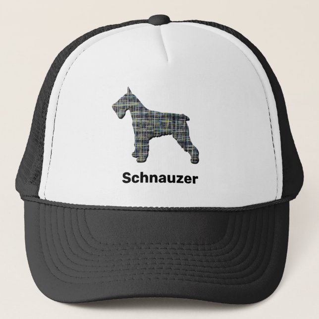 Schnauzer Mini Standard Giant Hund Silhouette Grid Keps (Framsida)