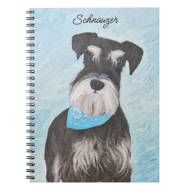 Schnauzer (Miniature) Painting - Cute Original Hun Anteckningsbok (Framsidan)