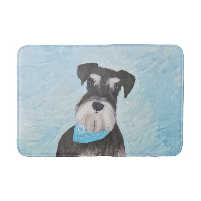 Schnauzer (Miniature) Painting - Cute Original Hun Badrumsmatta (Framsidan)