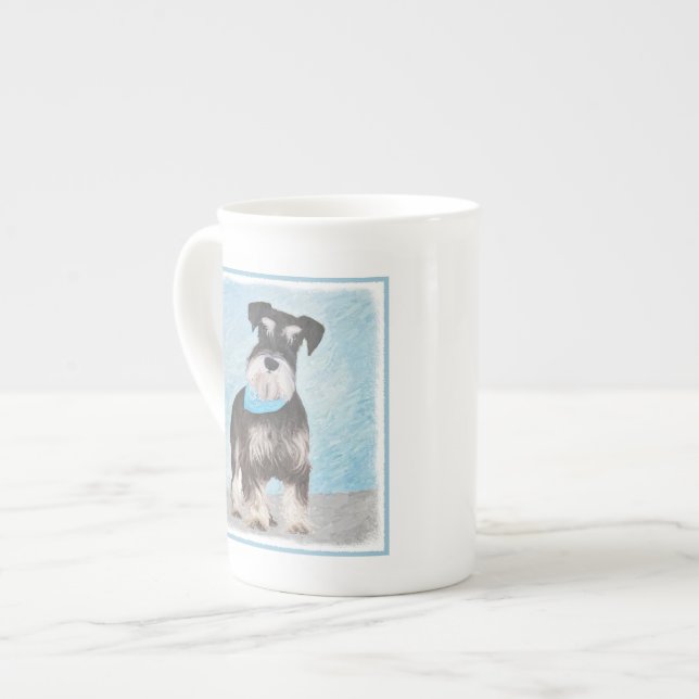 Schnauzer (Miniature) Painting - Cute Original Hun Benporslin Mugg (Framsida vänster)