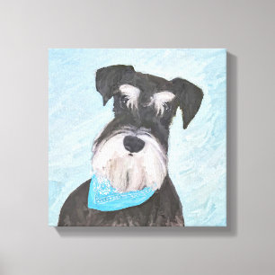 Schnauzer (Miniature) Painting - Cute Original Hun Canvastryck