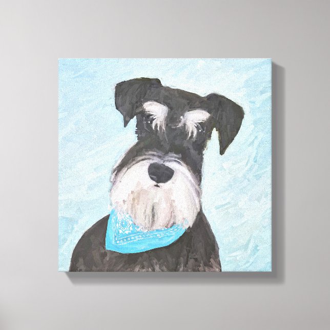 Schnauzer (Miniature) Painting - Cute Original Hun Canvastryck (Framsida)