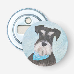 Schnauzer (Miniature) Painting - Cute Original Hun Flasköppnare