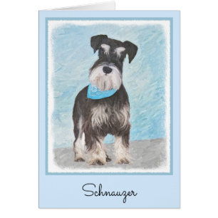 Schnauzer (Miniature) Painting - Cute Original Hun Hälsningskort