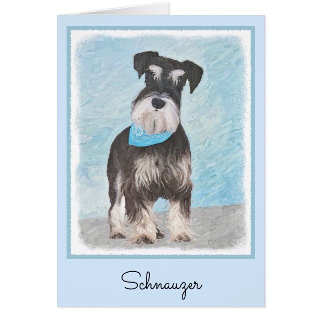 Schnauzer (Miniature) Painting - Cute Original Hun Hälsningskort (Framsidan)