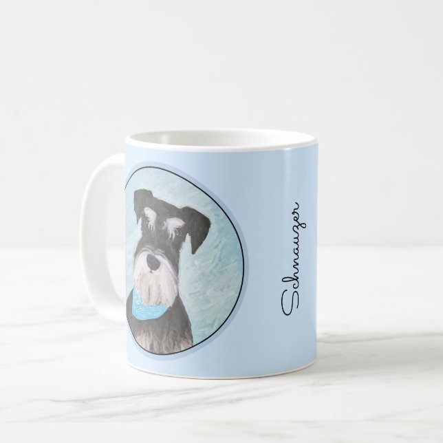 Schnauzer (Miniature) Painting - Cute Original Hun Kaffemugg (Framsida vänster)