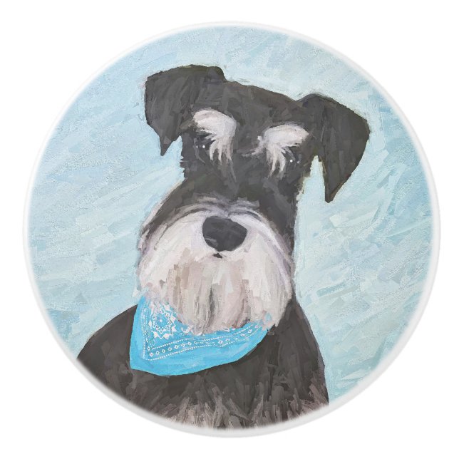 Schnauzer (Miniature) Painting - Cute Original Hun Knopp (Framsidan)