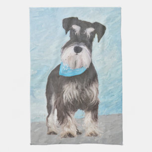 Schnauzer (Miniature) Painting - Cute Original Hun Kökshandduk