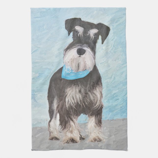 Schnauzer (Miniature) Painting - Cute Original Hun Kökshandduk (Vertikal)