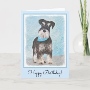 Schnauzer (Miniature) Painting - Cute Original Hun Kort