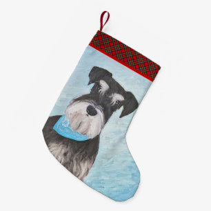 Schnauzer (Miniature) Painting - Cute Original Hun Liten Julstrumpa