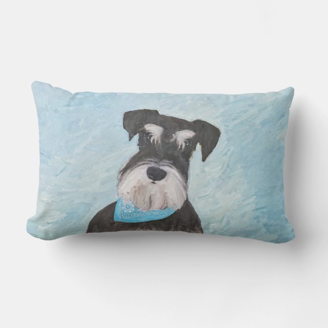 Schnauzer (Miniature) Painting - Cute Original Hun Lumbarkudde (Framsida)