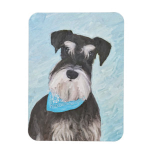 Schnauzer (Miniature) Painting - Cute Original Hun Magnet