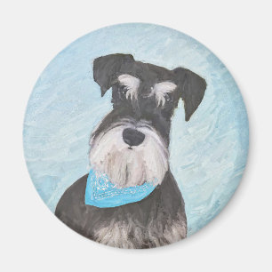 Schnauzer (Miniature) Painting - Cute Original Hun Magnet