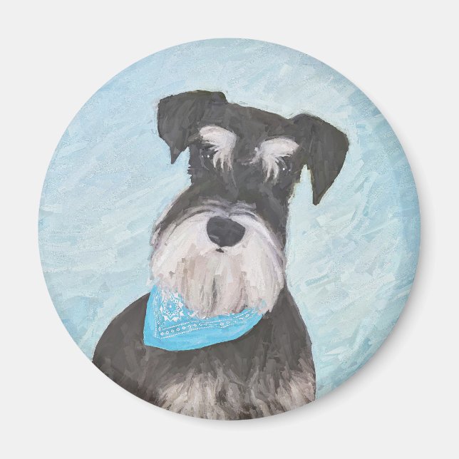 Schnauzer (Miniature) Painting - Cute Original Hun Magnet (Framsidan)