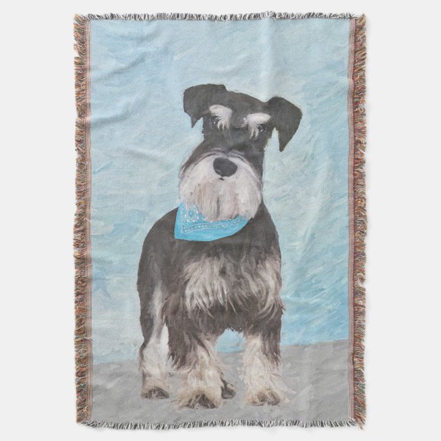 Schnauzer (Miniature) Painting - Cute Original Hun Mysfilt (Framsidan Vertikal)