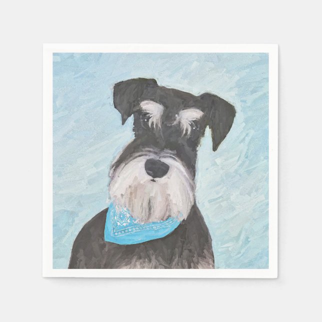 Schnauzer (Miniature) Painting - Cute Original Hun Pappersservett (Framsidan)