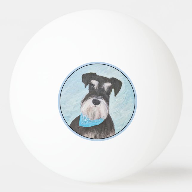 Schnauzer (Miniature) Painting - Cute Original Hun Pingisboll (Framsidan)
